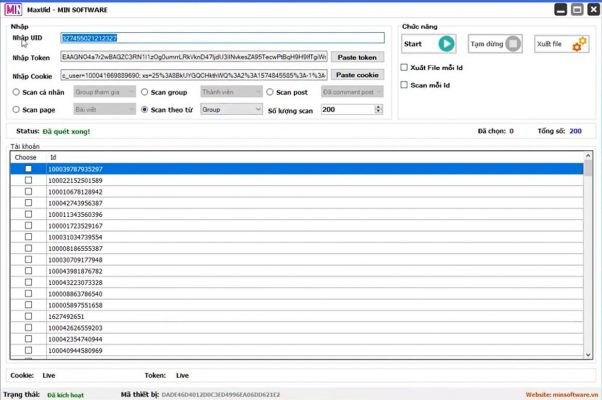 Tool Max UID - Phần mềm quét uid facebook, tìm thông tin facebook tự động Tool Max UID - Phần mềm quét uid facebook, tìm thông tin facebook tự động
