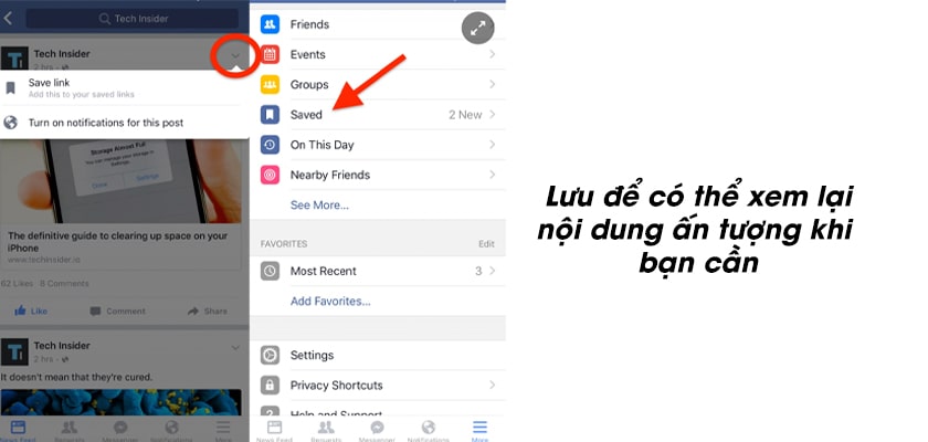 Thủ thuật 4: Lưu lại nội dung để xem sau trên Facebook