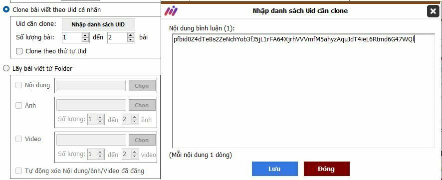 theo UID cá nhân Clone bài viết