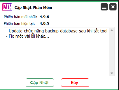 Bấm chọn cập nhật bảng thông báo