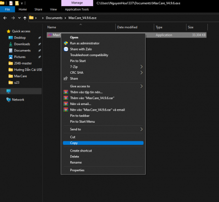 Copy file vừa giải nén dán vào folder tool