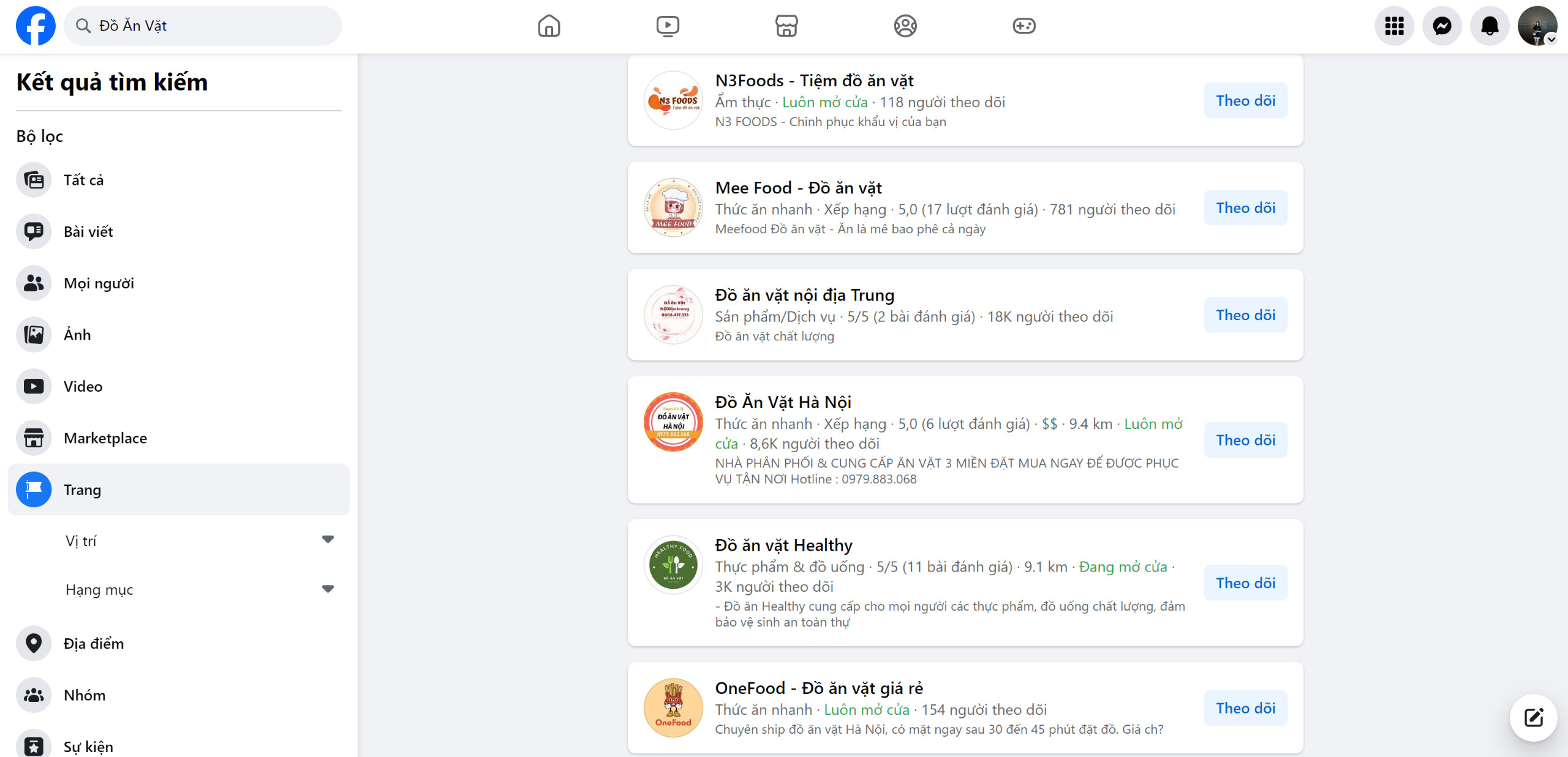 Tìm tên Fanpage bằng từ khóa